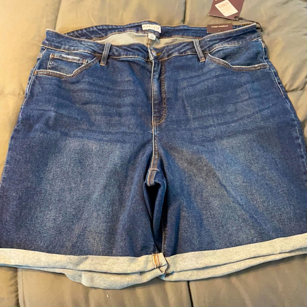 AVA & VIV | High rise Bermuda short with rolled cuff. Size 22.